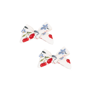 Angel Dear 2-Pack Hair Bows with Clips - Watercolor Cherries