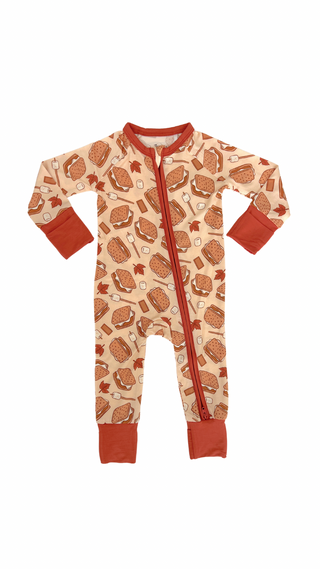 In My Jammers S'Mores Zipper Romper, In My Jammers, Bamboo, Bamboo Pajamas, cf-size-0-3-months, cf-size-12-18-months, cf-size-18-24-months, cf-size-2t, cf-size-3-6-months, cf-size-6-9-months,