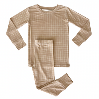 In My Jammers Tan Grid L/S 2pc PJ Set, In My Jammers, Bamboo, Bamboo Pajamas, cf-size-2t, cf-size-3t, cf-size-4t, cf-size-5t, cf-size-6t, cf-size-7-8, cf-type-pajamas, cf-vendor-in-my-jammers