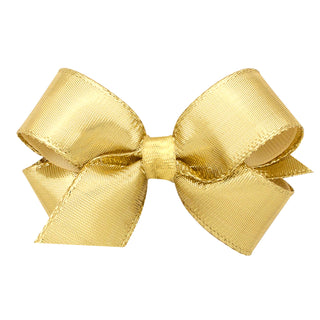 Wee Ones Metallic Lame Overlay Hair Bow on Clippie - Gold Mini