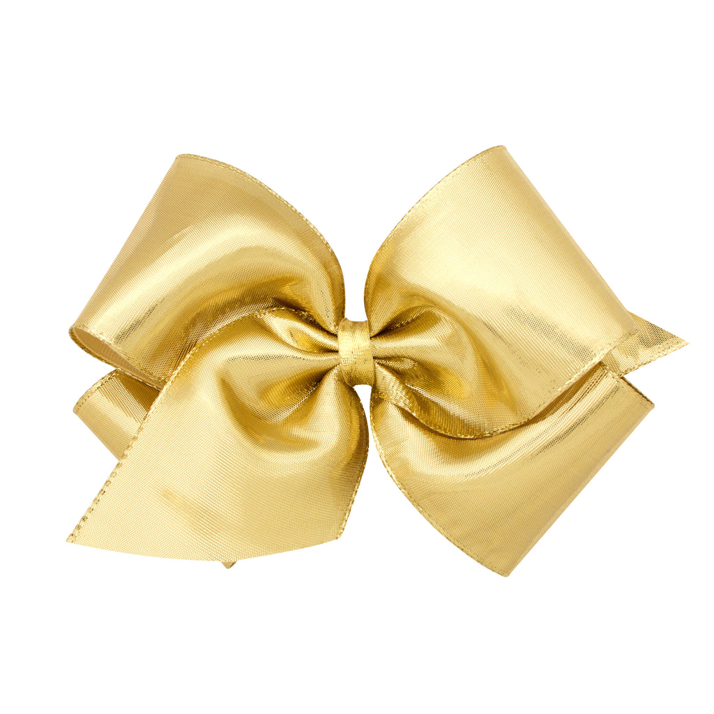 Metallic Lame Overlay Hair Bow on Clippie - Gold | Basically Bows & Bowties