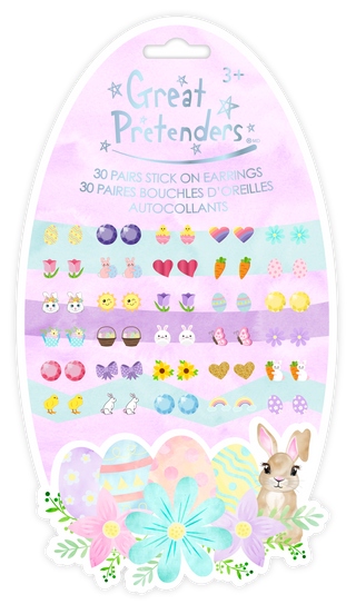 Great Pretenders Easter Bunny Stick on Earring Set, Great Pretenders, cf-type-earrings, cf-vendor-great-pretenders, Creative Education, Earrings, Easter, Easter Basket Ideas, EB Girls, Great 