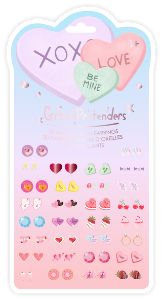 Great Pretenders Candy Heart Valentine Stick on Earring Set, Great Pretenders, Candy Heart, cf-type-earrings, cf-vendor-great-pretenders, Creative Education, Earrings, EB Girls, Great Pretend