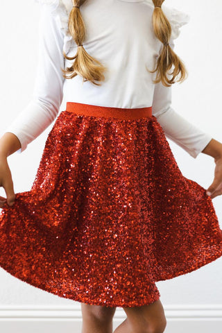 Mila & Rose, Mila & Rose Sequin Twirl Skort - Red - Basically Bows & Bowties