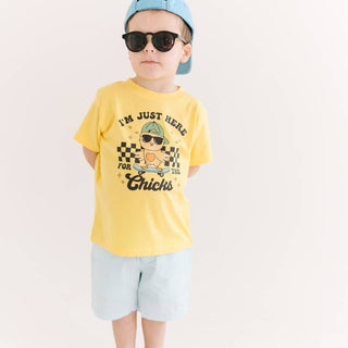 Benny & Ray, Here For the Chicks Easter Short Sleeve Tee - Yellow Gold - Basically Bows & Bowties