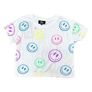 FBZ Multi Rainbow Smiley Splatter White S/S Tee