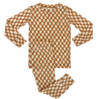 My Jammers Taupe Wavy Checkered L/S 2pc PJ Set