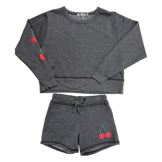 T2Love Double Cherries L/S Boxy Crew Top