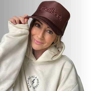 "Mother." Embroidered Trucker Hat - Mocha