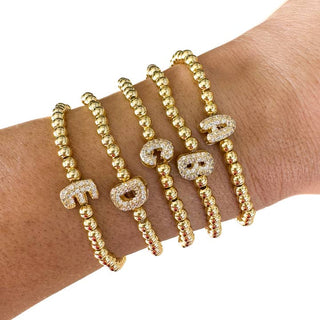 Savvy Bling, CZ Initial Bubble Bracelet Gold Filled - Basically Bows & Bowties