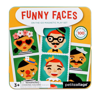 Petit Collage Funny Face Magnetic Travel Play Set – Mix & Match Magnetic Game Board