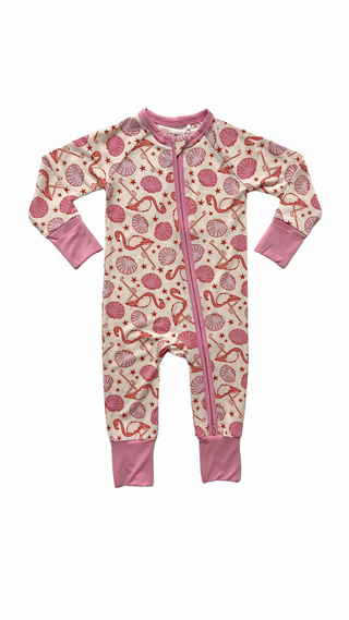 In My Jammers Flamingo Zipper Romper, In My Jammers, Bamboo, Bamboo Pajamas, cf-size-0-3-months, cf-size-12-18-months, cf-size-18-24-months, cf-size-2t, cf-size-6-9-months, cf-size-9-12-month