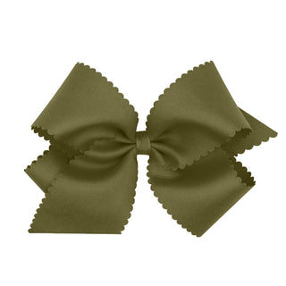 King Grosgrain Scallop Edge Hair Bow on Clippie, Wee Ones, Alligator Clip, Alligator Clip Hair Bow, cf-type-hair-bow, cf-vendor-wee-ones, Clippie, Clippie Hair Bow, Grosgrain Scallop Edge Hai