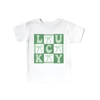 Lucky and Coquette Bows St. Patrick's Day Short Sleeve Tee - White