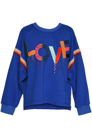 Hannah Banana Love w/Crochet Trim Royal Blue Sweatshirt, Hannah Banana, cf-size-4, cf-size-5, cf-size-6, cf-size-6x, cf-size-7, cf-size-8, cf-type-sweatshirt, cf-vendor-hannah-banana, Fall 20