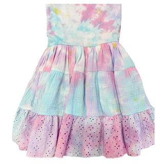 FBZ Pastel Tie Dye Eyelet Hem Sleeveless Dress