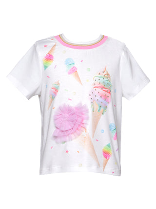 Baby Sara Rhinestone Embellished Ice Cream Short Sleeve Top