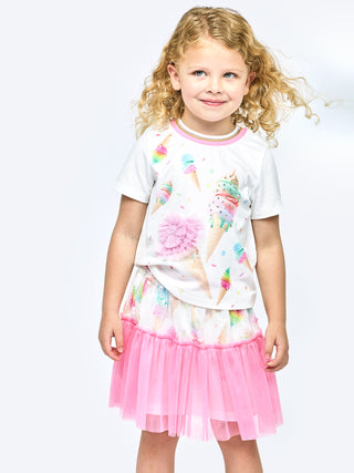 Baby Sara Rhinestone Embellished Ice Cream Short Sleeve Top