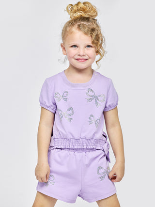 Baby Sara Rhinestone Bows Purple Shorts