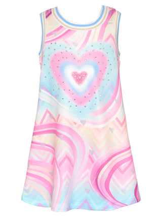 Baby Sara A-Line Heart Print Dress w/ Rhinestones