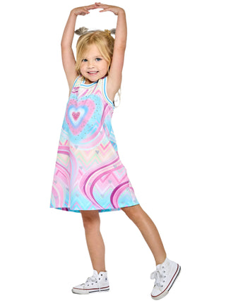 Baby Sara A-Line Heart Print Dress w/ Rhinestones