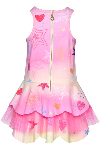 Baby Sara, Baby Sara Printed Scallop Tutu Pink Multi Dress - Basically Bows & Bowties