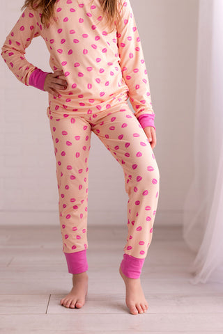 In My Jammers, In My Jammers Pink Kiss L/S 2pc PJ Set - Basically Bows & Bowties