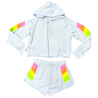 FBZ Neon Side Stripe Blue Zip Up Hoodie