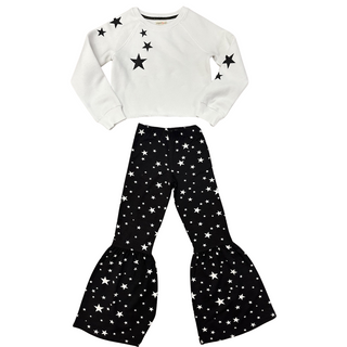 Paper Flower All Over Star Bell Bottom Pant