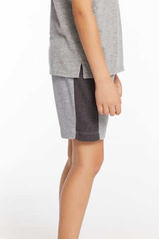 Chaser Cozy Knit Rib Heather Grey Panel Shorts