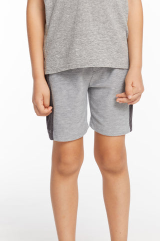 Chaser Cozy Knit Rib Heather Grey Panel Shorts