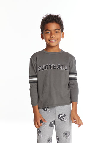 Chaser Football Stripes Boys Long Sleeve Crew Neck Tee