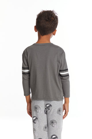 Chaser Football Stripes Boys Long Sleeve Crew Neck Tee