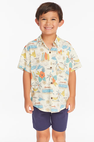 Chaser Surf's Up Boys Button Down Tee