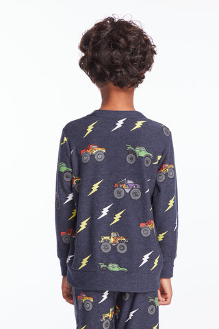 Chaser Monster Truck Rally Boys Long Sleeve Pullover