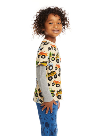 Chaser, Chaser Monster Truck L/S Layered Tee - Basically Bows & Bowties