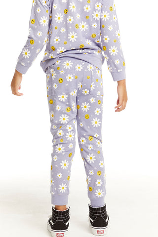 Chaser Smiley Daisies Slim Joggers, Chaser, cf-size-10, cf-size-4, cf-size-5, cf-size-6, cf-size-8, cf-type-pants, cf-vendor-chaser, Chaser, Chaser Daisy Sweatpant, Chaser Joggers, Chaser Kid