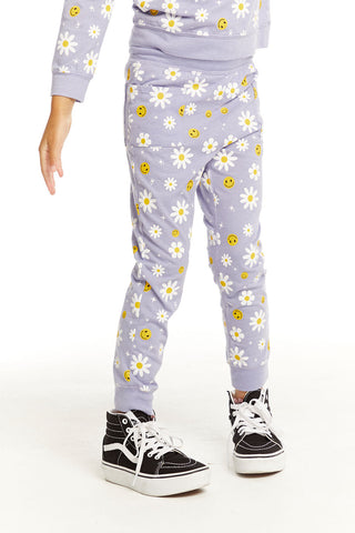 Chaser Smiley Daisies Slim Joggers, Chaser, cf-size-10, cf-size-4, cf-size-5, cf-size-6, cf-size-8, cf-type-pants, cf-vendor-chaser, Chaser, Chaser Daisy Sweatpant, Chaser Joggers, Chaser Kid