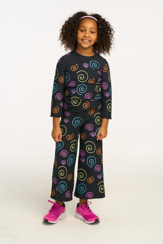 Chaser Rainbow Swirl Ruffle Neck Long Sleeve, Chaser, cf-size-4, cf-size-5, cf-size-6, cf-size-8, cf-type-top, cf-vendor-chaser, Chaser, Chaser Kids, Chaser Long Sleeve Tee, Chaser Tee, Girls