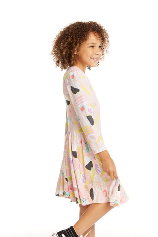 Chaser, Chaser Sweet Treats L/S Puff Sleeve Twirl Dress - Basically Bows & Bowties