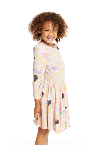 Chaser, Chaser Sweet Treats L/S Puff Sleeve Twirl Dress - Basically Bows & Bowties