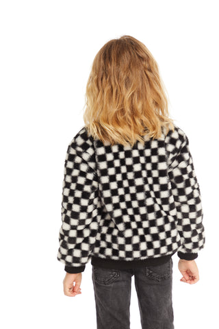 Chaser Ally Black & White Checker Bomber Jacket