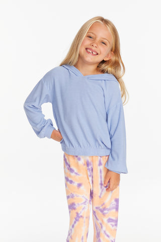 Chaser, Chaser Star Smiley Semi Cropped Shirred Hoodie Pullover - Basically Bows & Bowties