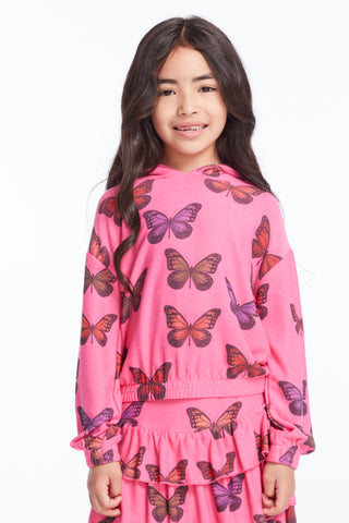 Chaser Colorful Butterflies Girls Pullover Hoodie