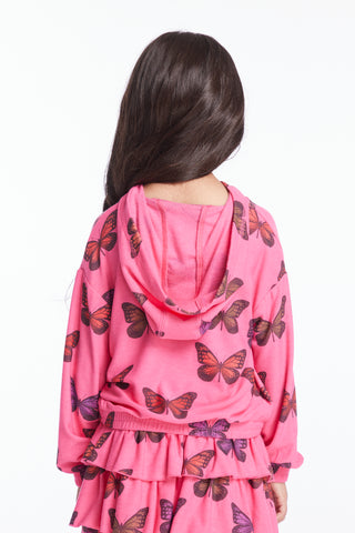 Chaser Colorful Butterflies Girls Pullover Hoodie