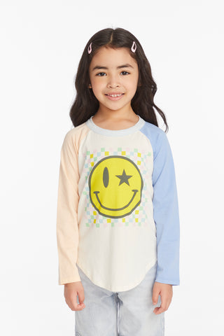 Chaser Checkered Smiley Girls Long Sleeve Tee