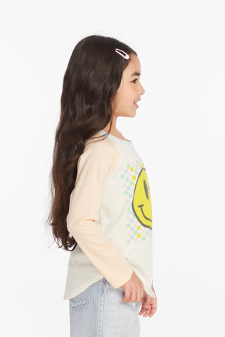 Chaser Checkered Smiley Girls Long Sleeve Tee