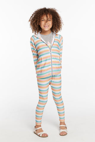 Chaser Alana Sunset Stripe Girls Zip Up Hoodie