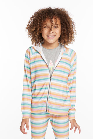 Chaser Alana Sunset Stripe Girls Zip Up Hoodie