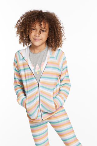 Chaser Alana Sunset Stripe Girls Zip Up Hoodie